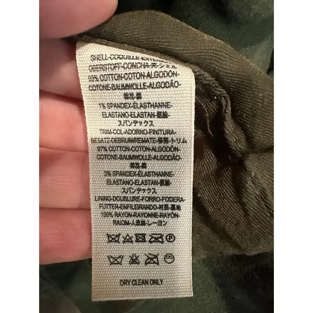 Free People Army Green Military Jacket XS Braided Trim Victorian Cotton